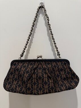 Fossil Black & Brown Monogram Chain-Handle Shoulder Bag